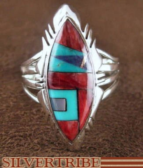Silver Multicolor Mother of Pearl Jewelry Ring Size 8-3/4 RS41246